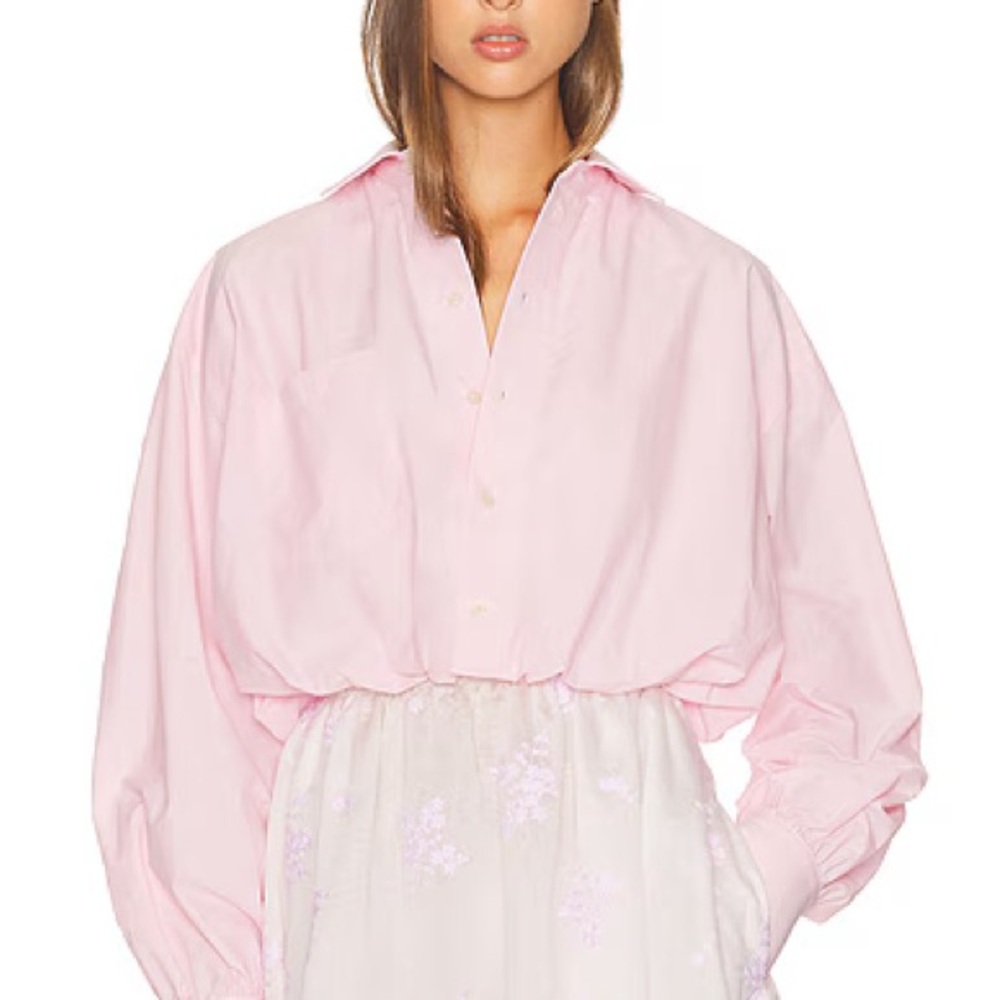 Light Pink Women's Button-Up Blouse - Picture 2 of 10